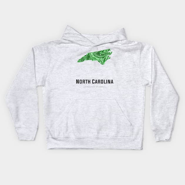 North Carolina state map abstract green Kids Hoodie by StudioGrafiikka